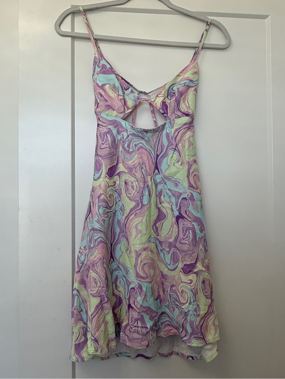 *NWT* Zara Pastel Marble-Print Slip Dress with Keyhole Front